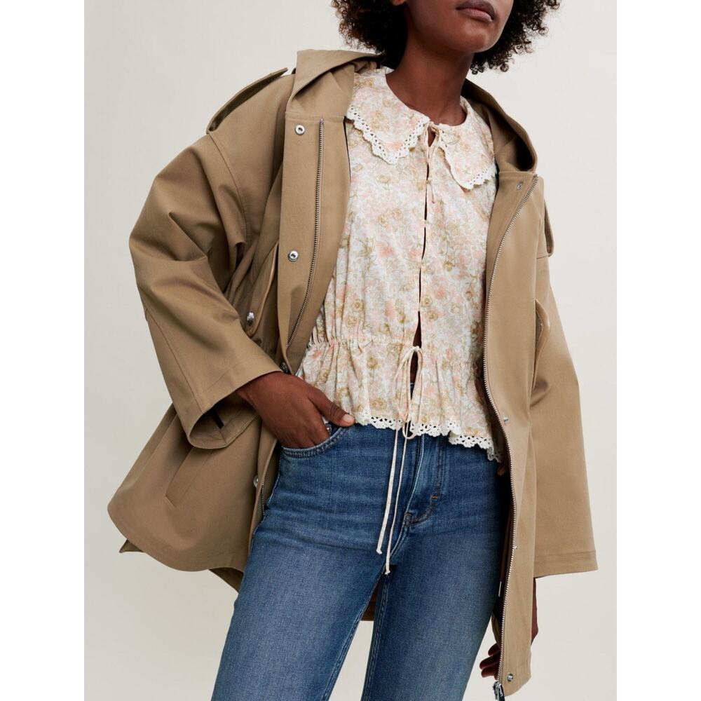 Maje Oversized Cotton Coat Camel Size 1 Small Can Fit M & L - Picture 2 of 11